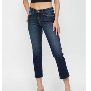 Mica Slim Straight Freestyle Mid Rise Crop Denim NWT